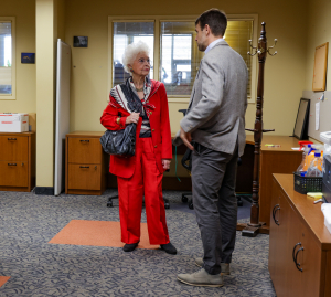 Charlotte Lundsford Berry tours the UWABC offices after working there 40 years prior. 